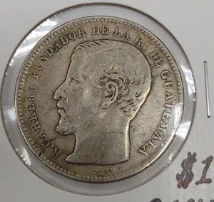 1870 GUATEMALA UN PESO SILVER COIN! VF++/XF CONDITION! - Picture 1 of 4