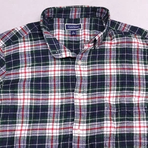 Club Room Tartan Flannel Button Shirt Mens Size Extra Large XL Blue Green - Picture 1 of 11