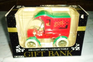 1990 ERTL Die Cast Metal Bank Happy Holidays 1905 Ford Delivery Car Bank #7575 - Picture 1 of 3