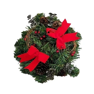 Candle Wreath Ring Holly Garland 9" Christmas Decor Holiday 3" Candle - Picture 1 of 9