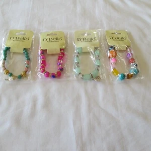 NEW LOT Of 4 D' Bello Bracelet Stretch SILVER Gold STUNNING Colorful BRACELETS - Bild 1 von 5