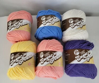 Lot of 6 Lily Sugar 'n Cream Yarn Variety of Colors Super Size Medium Worsted - Image 1 of 4