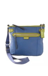 Coach Daisy Spectator Mia Soft Leather Bag Crossbody Blue with Green Accents - Picture 1 of 9