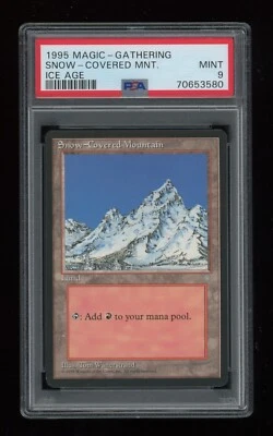 MTG Ice Age SNOW-COVERED MOUNTAIN Snow Land PSA 9 MINT Original Printing LOW POP - Image 1 of 2