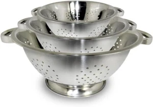 Brand New 3 Set of Stainless Steel Colanders 1-Quart, 2.5-Quart and 4-Quart size - Picture 1 of 4