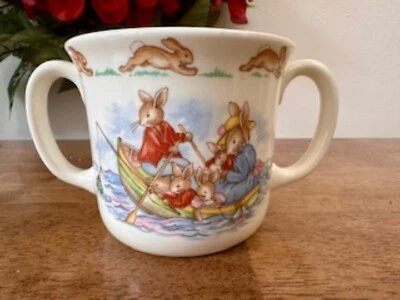 Royal Doulton Bunnykins Double Handle Mug Vintage Nursery Boat Scene - Image 1 of 4