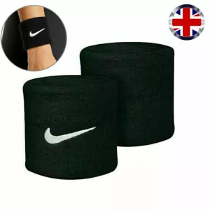 Nike Wristbands Swoosh Sports Sweat Stretch Set Of 2 Tennis Football Official - Picture 1 of 3