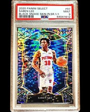 TRUE 1/1 Saben Lee RC - 2020 Select BLACK SNAKESKIN PULSAR PRIZM Rookie - PSA 9