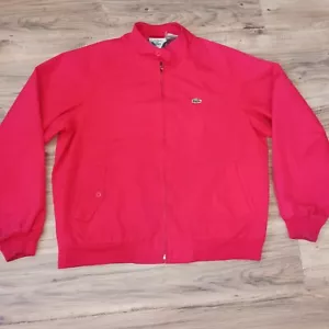 Vintage IZOD Lacoste Harrington Jacket Mens L Red Plaid Lined Preppy Alligator - Picture 1 of 19