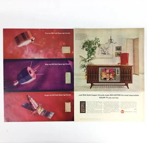 RCA Victor 1965 PRINT AD 2-PAGE Space Age Circuits Tiros Relay Ranger Bob Hope - Imagen 1 de 5