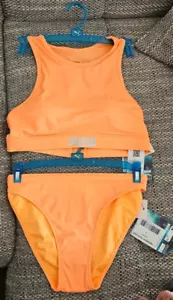 PUMA Damen Racerback Swim Top Bikini Oberteil Hose Neon Orange Gr. S Nagelneu - Bild 1 von 2