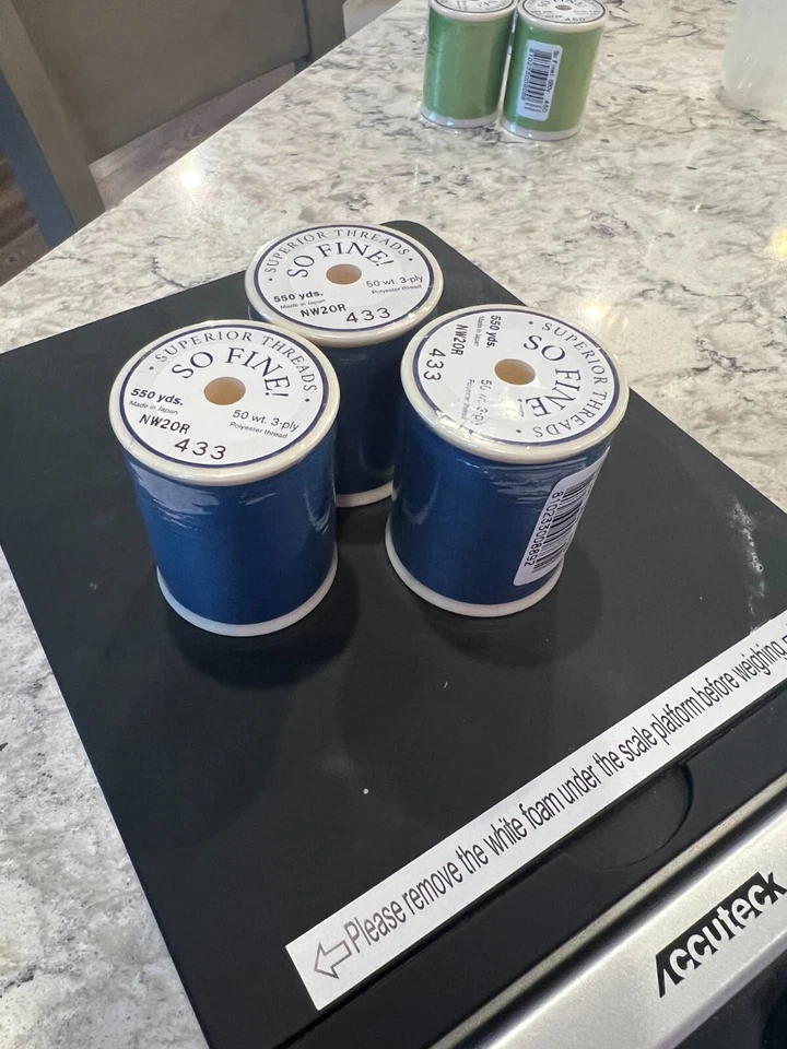 433 So Fine Polyester Thread 3-ply 50wt 550yds Out of the Blue LOT of 3 - Image 1 of 1