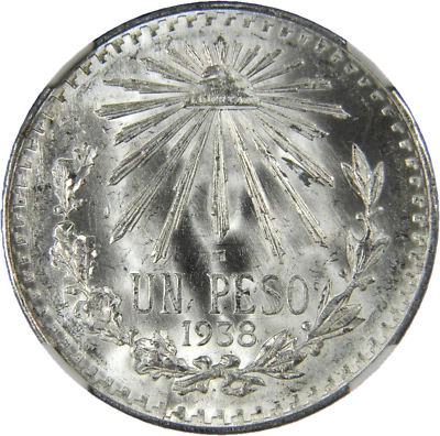 Mexico,  1938-M  Silver Peso Coin NGC MS 65 (42-5) - Image 1 of 4