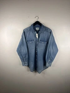Aerie Top Erwachsene XS blau Knopfleiste L/S Denim Knopfleiste Freizeit Damen neu mit Etikett B24 - Bild 1 von 9