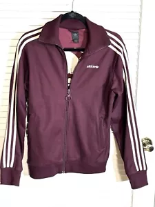 ADIDAS MAROON EMBROIDERED BEAR TRACK JACKET SIZE XS/S See Measurements Vintage - Picture 1 of 14