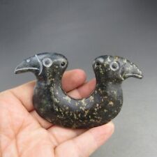 Chinese jade,Hongshan culture,Black magnet,jade,A two-headed birds,pendant W652