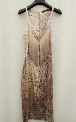 Vestido Roberto Cavalli Estampado de Flecos Seda Caftán UK12 IT44 US8 Nuevo Foto 1 de 4