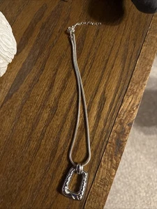 Women’s Silver 19” Square Pendant Adjustable Necklace - Picture 1 of 3