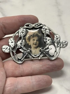 Vintage Mini Metall stehender Bilderrahmen Jugendstil Linco Libelle - Bild 1 von 5