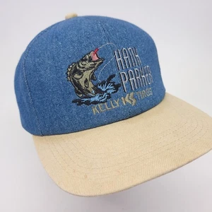 Hank Parker Mütze Kappe Denim K Produkte Barsch Angeln Kelly Reifen Druckknopflasche USA - Bild 1 von 8