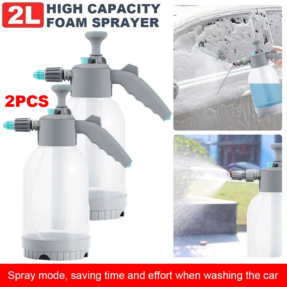 2X 2 Litre Snow Foam Pressure Sprayer Hand Heavy Duty Pump Action Can Car Wash