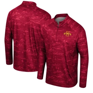 Men's Colosseum Cardinal Iowa State Cyclones Carson Raglan Quarter-Zip Jacket - Picture 1 of 3