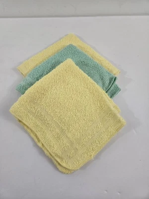 3 paños de cañón vintage toalla cuadrada texturizada algodón resistente al secado amarillo aguamarina Foto 1 de 4