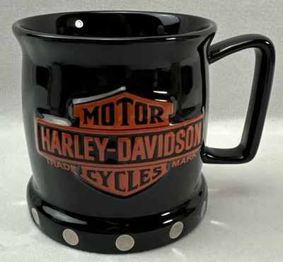 Harley-Davidson 3D Embossed Logo Coffee Tea Cup Mug Black - Photo 1/4