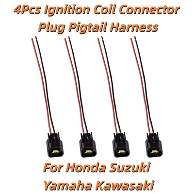 Paquete de 4 piezas de bobinas clips de conector enchufe arnés coleta para Yamaha YZF, Kawasaki ZX Foto 1 de 4