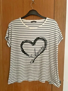 M&S Top T-Shirt Womens Size 18 Navy & White Stripe Summer Holiday Stretchy VGC - Picture 1 of 11