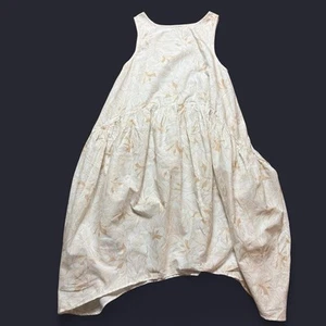 Petal & Pup Cream & Tan Floral Cotton A-line Midi Dress Size 10 W/ Pockets - Picture 1 of 8