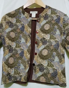 Orvis Stepp Übergangsjacke Damen kleine Blumen 5 Knöpfe Verschluss weich - Bild 1 von 9