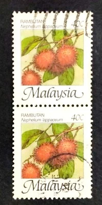 Malaysia 1986 Malaysian Fruits 40c Block of 2 - 2v Used #1 - Image 1 of 2