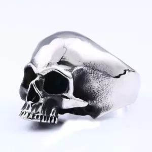 Anello Scheletro Gotico Teschio Lucidato Acciaio Inox Uomo Ragazzo Biker Anello Regalo - Foto 1 di 2