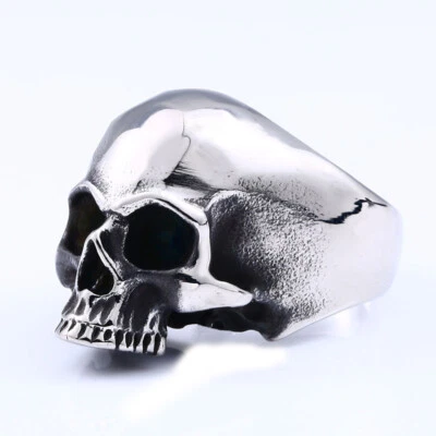 Anillo Esqueleto Gótico Calavera Pulida Acero Inoxidable Hombre Niño Motociclista Anillo Regalo Foto 1 de 2