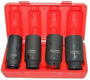 4pc 1/2" dr Socket Front & Back Wheel Drive Axle Nut Deep Impact 6 points Metric - Foto 1 di 3