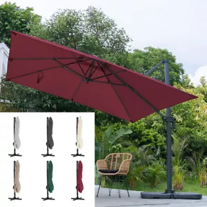 3x3m Garden Banana Parasol Sun Shade Outdoor Round Cantilever Umbrella Shelter - Picture 1 of 34