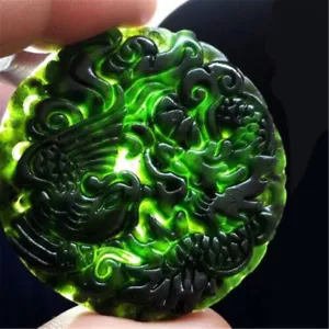 Colgante de jade negro negro chino natural dragón y fénix buen amuleto de la suerte regalo - Imagen 1 de 3