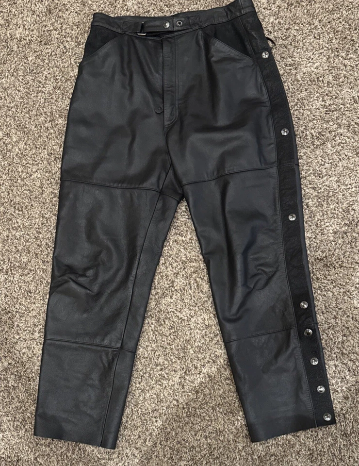 Pantalones de cuero River Road para mujer talla 12 broches laterales Foto 1 de 4