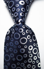 New Classic Dot Navy White JACQUARD WOVEN 100% Silk Men's Tie Necktie