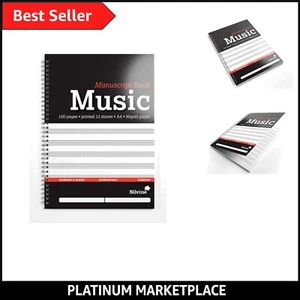 A4 Music Manuscript Book - Printed 12 Stave (100 Pages) - Picture 1 of 4