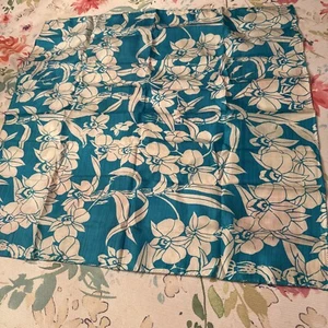 Central Department Store 100% Pure Thai Silk Women’s Scarf Turquoise & White New - Picture 1 of 7
