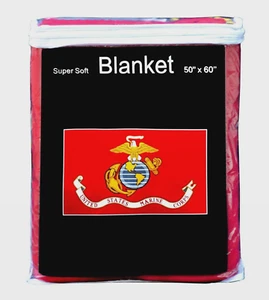 U.S. Marine Corps Flag Fleece Blanket NEW 50"x60" Soft Marines USMC Throw Cover - Picture 1 of 2