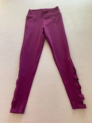 New York & Company Leggings Womens Small Purple Stretch Cutout Gym Running Yoga — 第 1/4 张图片