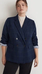Blazer Madewell Rosedale nuovo a quadri taglie forti 28W lana italiana - Foto 1 di 7