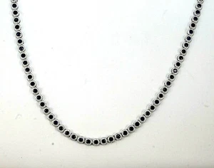 Natural Round Blue Sapphire & Diamond Tennis Necklace 14K White Gold 12.96Ct - Picture 1 of 8