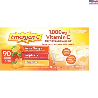 Mezcla de bebidas gaseosas de mandarina - Paquete de 90, lleno de 1000 mg de vitamina C y antioxidantes Foto 1 de 4