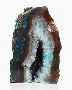 Achat Geode halbe Platte Scheibe geschliffen Sockel blau Kristall Quarz Dekor XL 6,04 Pfund H2184 - Bild 1 von 12