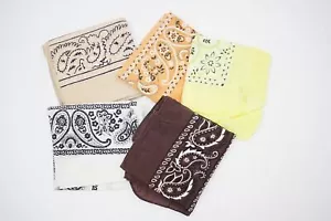 Vintage Group of 5 Paisley Handkerchief/Bandana Scarfs/Scarves Unbranded #4 - Picture 1 of 7