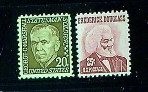 Scott # 1289 y 1290 - 1965-81 Prominent Americans/20c Marshall y 25c Douglass MNH - Imagen 1 de 1